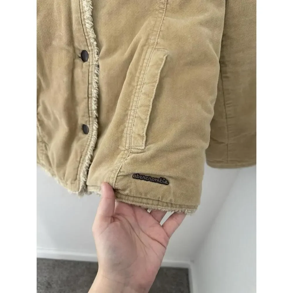 Abercrombie & Fitch Y2K Vintage Sherpa Corduroy Metal Logo‎ Chore Coat